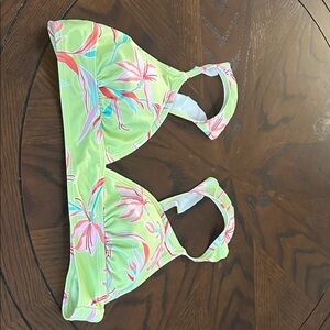 Floral Lime Green Bikini Top